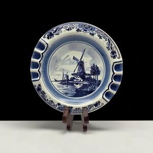 Vintage Royal Delft Blue & White Hand Painted Cigar Ashtray Made In Holland